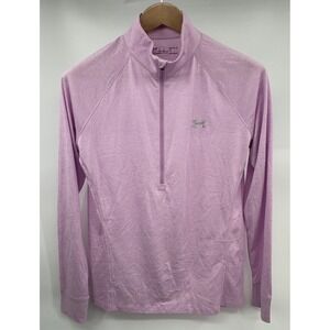 Under Armour Heatgear Mock Neck 1/2 Zip Pullover Heathered Purple Lavender L